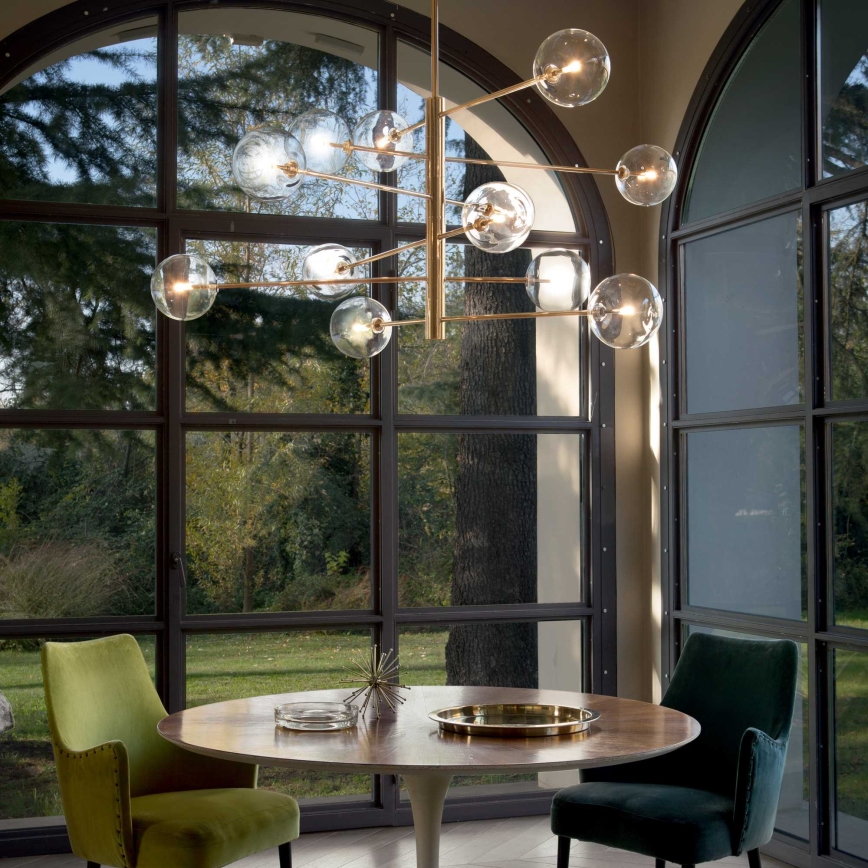 Ideal Lux - LED Chandelier on a pole EQUINOXE 12xG4/2W/230V d. 124 cm brass/clear