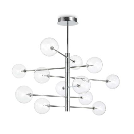 Ideal Lux - LED Chandelier on a pole EQUINOXE 12xG4/2W/230V d. 124 cm shiny chrome/clear