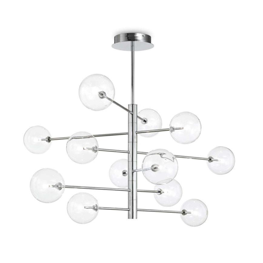Ideal Lux - LED Chandelier on a pole EQUINOXE 12xG4/2W/230V d. 124 cm shiny chrome/clear