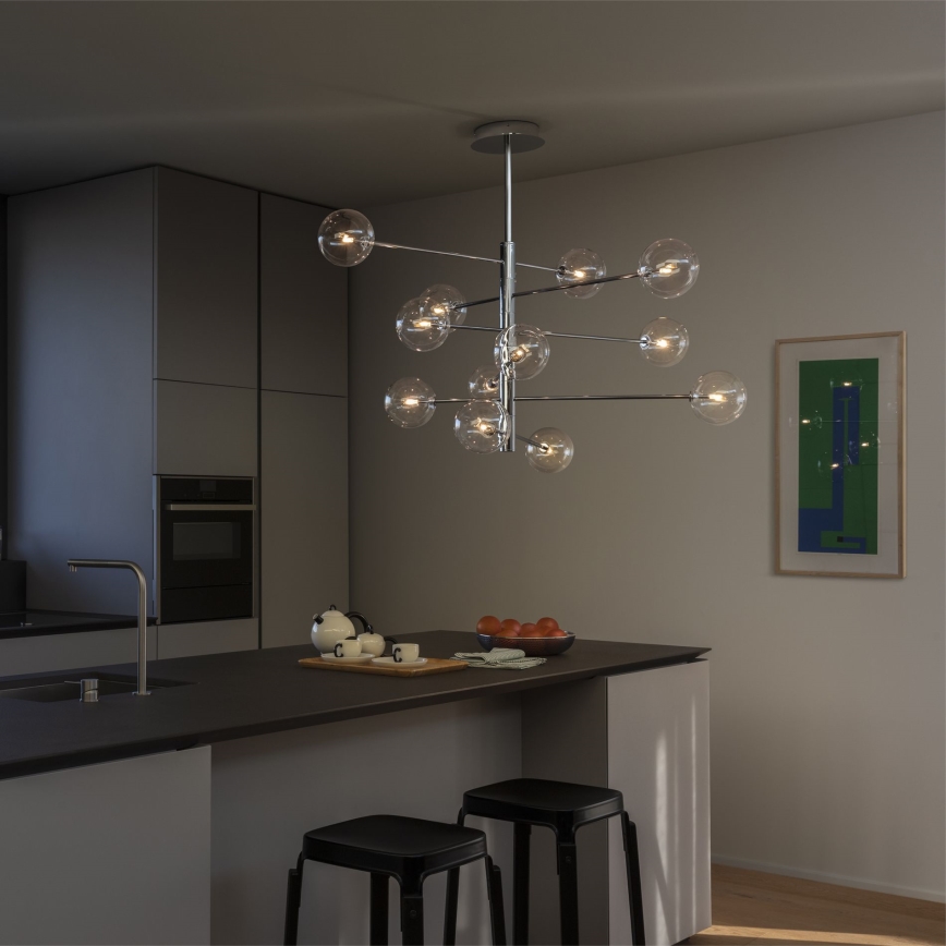 Ideal Lux - LED Chandelier on a pole EQUINOXE 12xG4/2W/230V d. 124 cm shiny chrome/clear