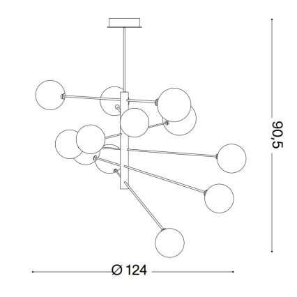 Ideal Lux - LED Chandelier on a pole EQUINOXE 12xG4/2W/230V d. 124 cm shiny chrome/clear