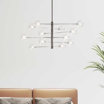 Ideal Lux - LED Chandelier on a pole EQUINOXE 12xG4/2W/230V d. 124 cm shiny chrome/clear