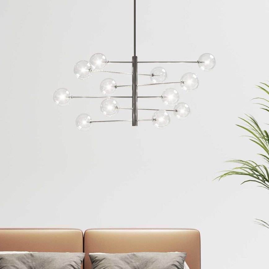Ideal Lux - LED Chandelier on a pole EQUINOXE 12xG4/2W/230V d. 124 cm shiny chrome/clear