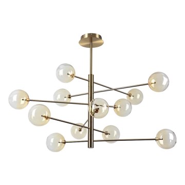 Ideal Lux - LED Chandelier on a pole EQUINOXE 12xG4/2W/230V d. 128,1 cm brass/smoky