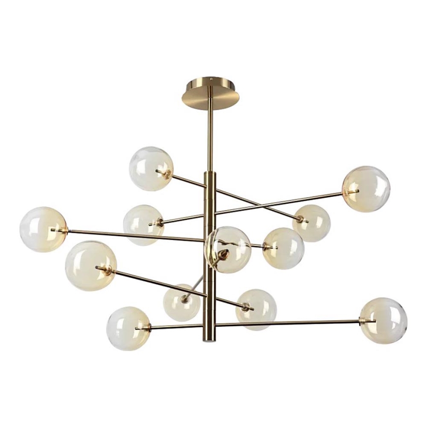 Ideal Lux - LED Chandelier on a pole EQUINOXE 12xG4/2W/230V d. 128,1 cm brass/smoky