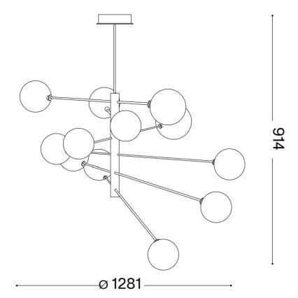 Ideal Lux - LED Chandelier on a pole EQUINOXE 12xG4/2W/230V d. 128,1 cm brass/smoky