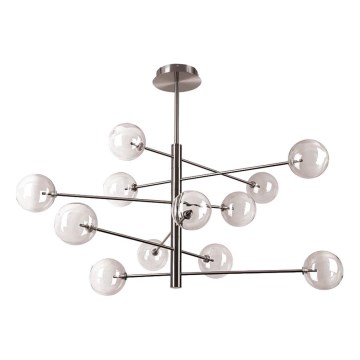 Ideal Lux - LED Chandelier on a pole EQUINOXE 12xG4/2W/230V d. 128,1 cm shiny chrome/smoky