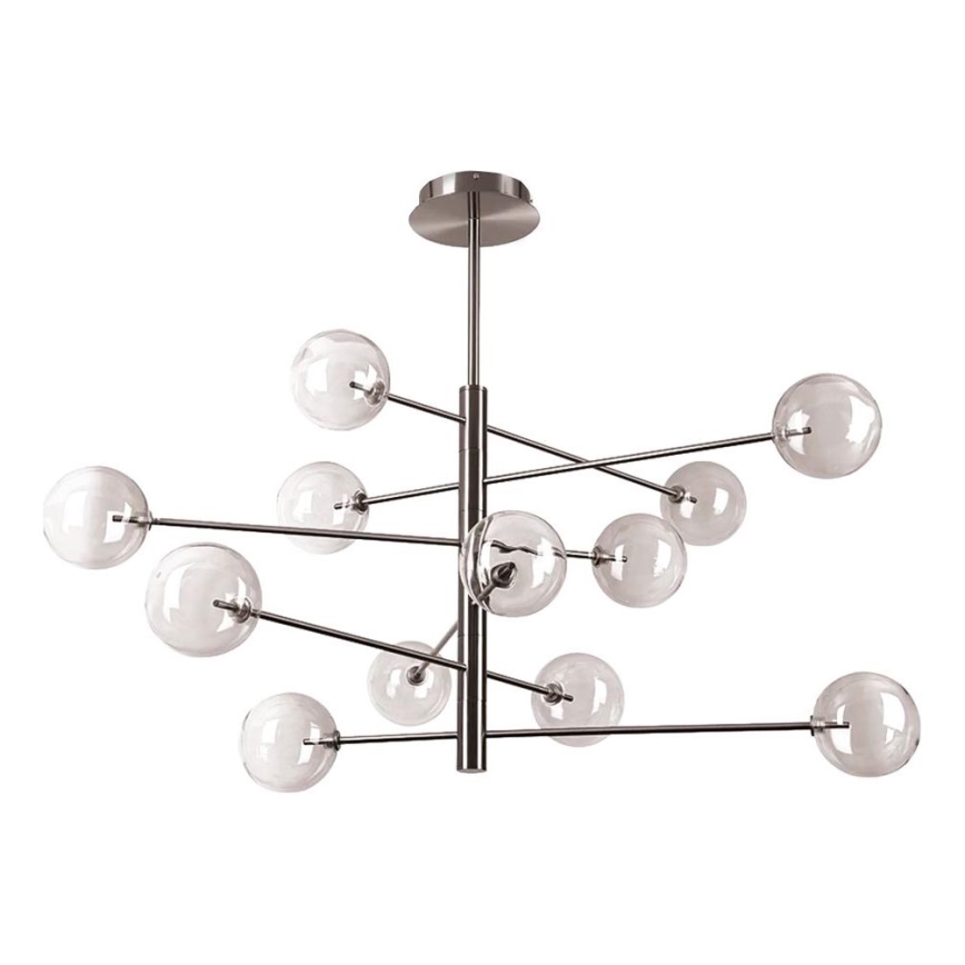 Ideal Lux - LED Chandelier on a pole EQUINOXE 12xG4/2W/230V d. 128,1 cm shiny chrome/smoky