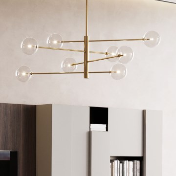 Ideal Lux - LED Chandelier on a pole EQUINOXE 8xG4/2W/230V d. 128 cm brass/clear