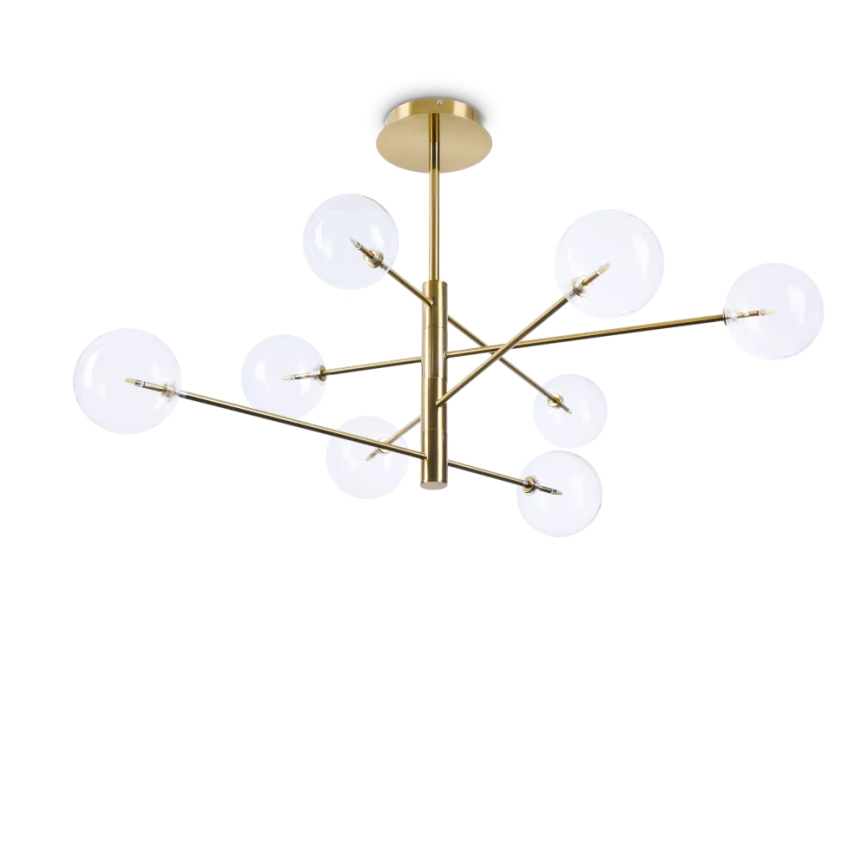 Ideal Lux - LED Chandelier on a pole EQUINOXE 8xG4/2W/230V d. 128 cm brass/clear
