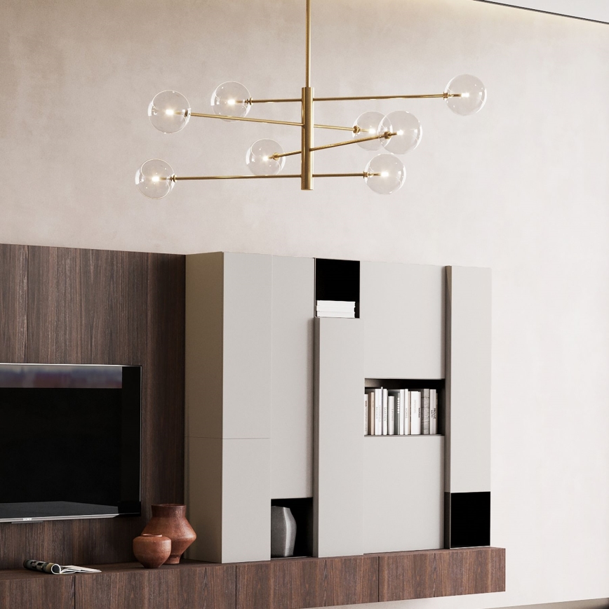 Ideal Lux - LED Chandelier on a pole EQUINOXE 8xG4/2W/230V d. 128 cm brass/clear