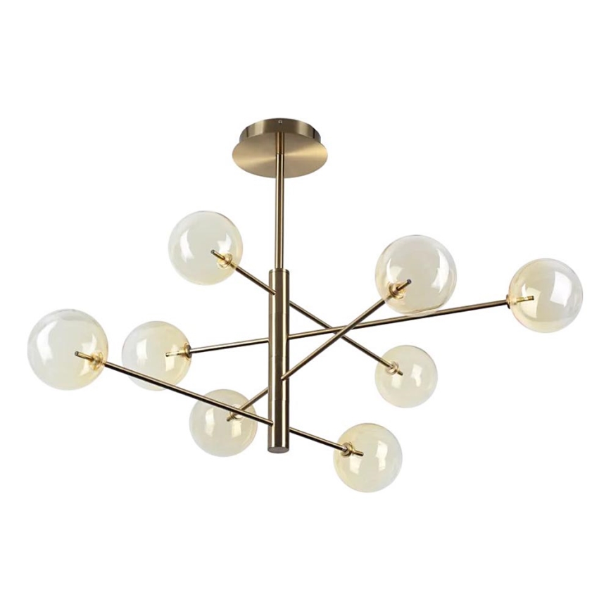 Ideal Lux - LED Chandelier on a pole EQUINOXE 8xG4/2W/230V d. 128 cm brass/smoky