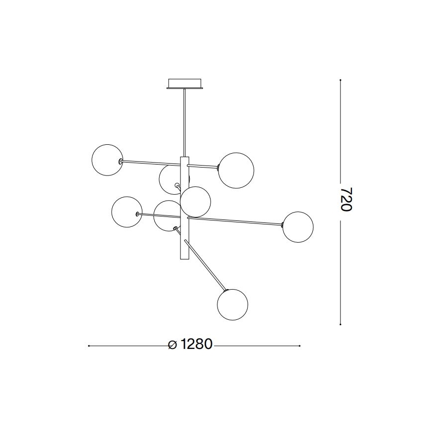 Ideal Lux - LED Chandelier on a pole EQUINOXE 8xG4/2W/230V d. 128 cm brass/smoky