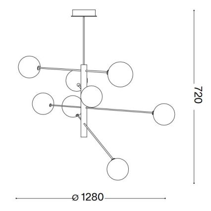 Ideal Lux - LED Chandelier on a pole EQUINOXE 8xG4/2W/230V d. 128 cm shiny chrome/smoky