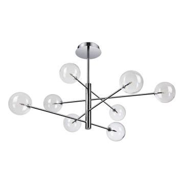 Ideal Lux - LED Chandelier on a pole EQUINOXE 8xG4/2W/230V d. 128 cm shiny chrome/clear