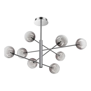 Ideal Lux - LED Chandelier on a pole EQUINOXE 8xG4/2W/230V d. 128 cm shiny chrome/smoky