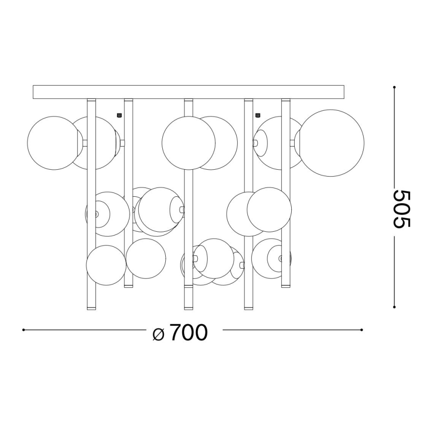 Ideal Lux - LED Chandelier on a pole PERLAGE 18xG9/3W/230V d. 70 cm black/smoky