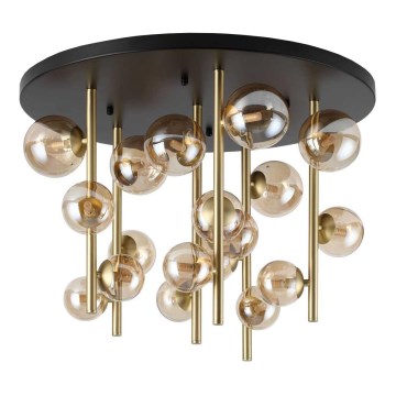 Ideal Lux - LED Chandelier on a pole PERLAGE 18xG9/3W/230V d. 70 cm gold/smoky