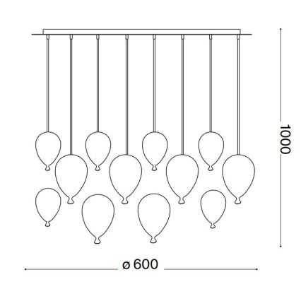 Ideal Lux - LED Chandelier on a string CLOWN 12xG9/3W/230V d. 60 cm colorful