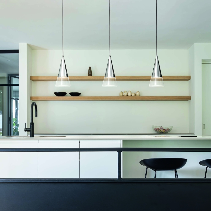 Ideal Lux - LED Chandelier on a string CONO 1xGU10/7W/230V d. 15 cm CRI 90 shiny chrome