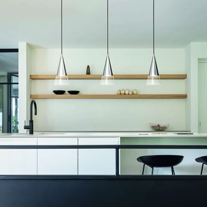 Ideal Lux - LED Chandelier on a string CONO 1xGU10/7W/230V d. 15 cm CRI 90 matte chrome