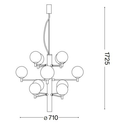 Ideal Lux - LED Chandelier on a string COPERNICO 12xG9/3W/230V d. 71 cm black