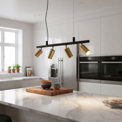 Ideal Lux - LED Chandelier on a string DYNAMITE 4xGU10/7W/230V CRI 90 black/brass