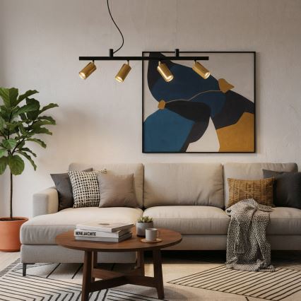 Ideal Lux - LED Chandelier on a string DYNAMITE 4xGU10/7W/230V CRI 90 black/brass