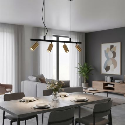 Ideal Lux - LED Chandelier on a string DYNAMITE 4xGU10/7W/230V CRI 90 black/brass