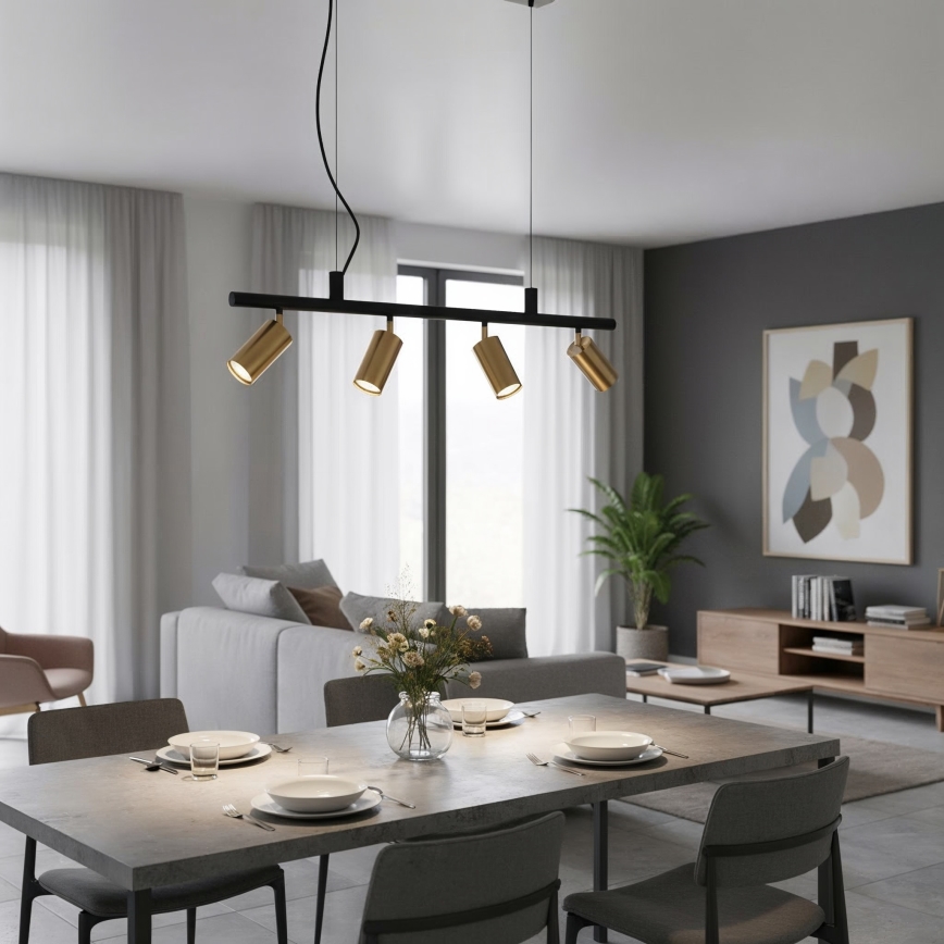 Ideal Lux - LED Chandelier on a string DYNAMITE 4xGU10/7W/230V CRI 90 black/brass