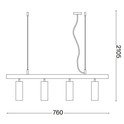 Ideal Lux - LED Chandelier on a string DYNAMITE 4xGU10/7W/230V CRI 90 black/brass