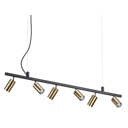Ideal Lux - LED Chandelier on a string DYNAMITE 6xGU10/7W/230V CRI 90 black/brass