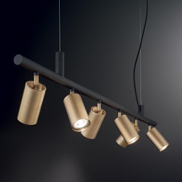 Ideal Lux - LED Chandelier on a string DYNAMITE 6xGU10/7W/230V CRI 90 black/brass