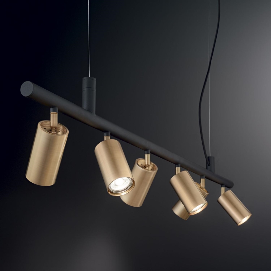 Ideal Lux - LED Chandelier on a string DYNAMITE 6xGU10/7W/230V CRI 90 black/brass