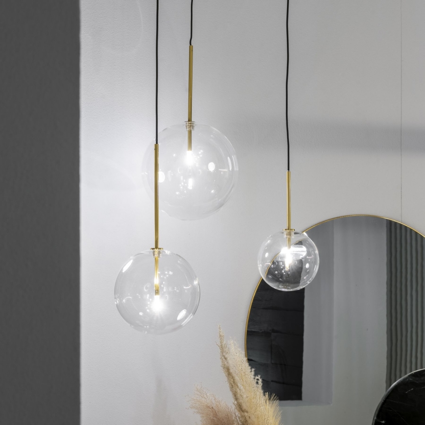 Ideal Lux - LED Chandelier on a string EQUINOXE 1xG4/2W/230V d. 15 cm brass/clear