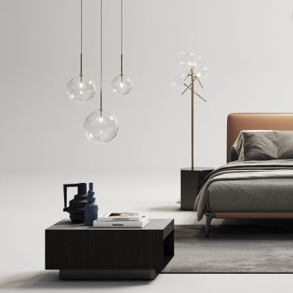 Ideal Lux - LED Chandelier on a string EQUINOXE 1xG4/2W/230V d. 15 cm brass/clear