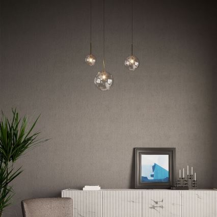 Ideal Lux - LED Chandelier on a string EQUINOXE 1xG4/2W/230V d. 15 cm brass/clear