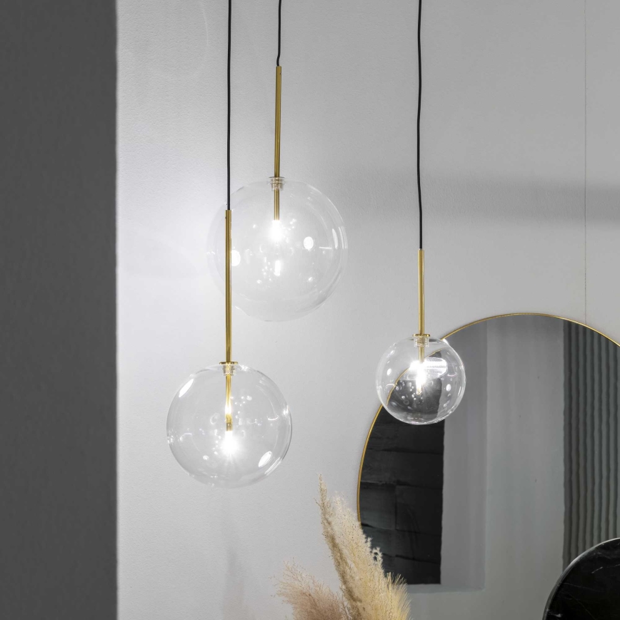 Ideal Lux - LED Chandelier on a string EQUINOXE 1xG4/2W/230V d. 15 cm brass/clear