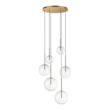 Ideal Lux - LED Chandelier on a string EQUINOXE 6xG4/2W/230V d. 65 cm brass/clear