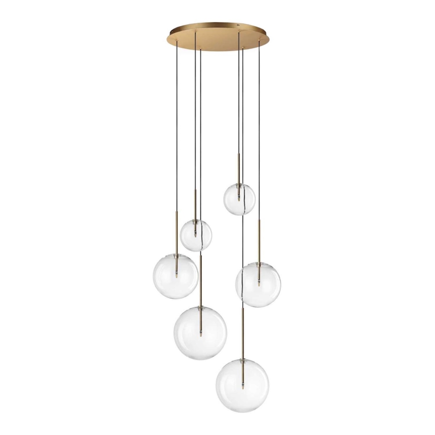 Ideal Lux - LED Chandelier on a string EQUINOXE 6xG4/2W/230V d. 65 cm brass/clear