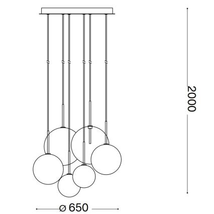 Ideal Lux - LED Chandelier on a string EQUINOXE 6xG4/2W/230V d. 65 cm brass/clear