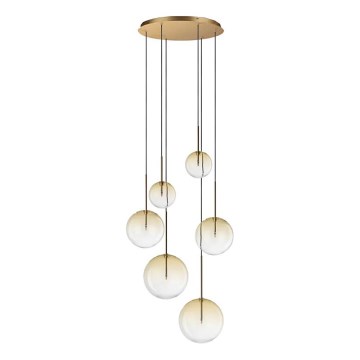 Ideal Lux - LED Chandelier on a string EQUINOXE 6xG4/2W/230V d. 65 cm brass/smoky
