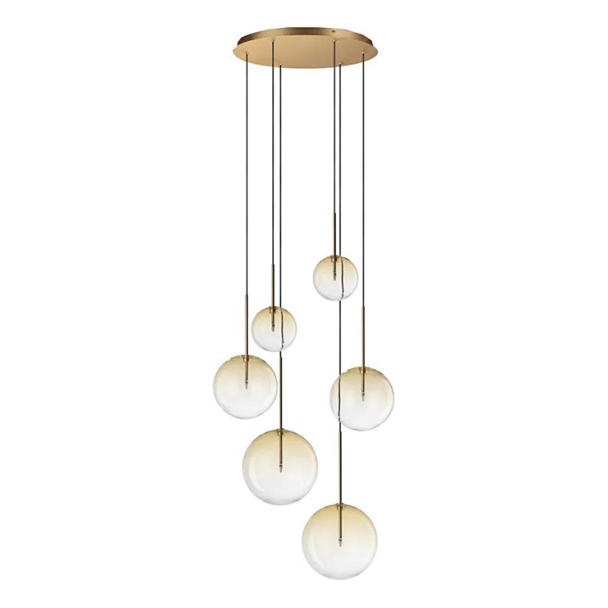 Ideal Lux - LED Chandelier on a string EQUINOXE 6xG4/2W/230V d. 65 cm brass/smoky