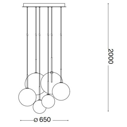Ideal Lux - LED Chandelier on a string EQUINOXE 6xG4/2W/230V d. 65 cm brass/smoky