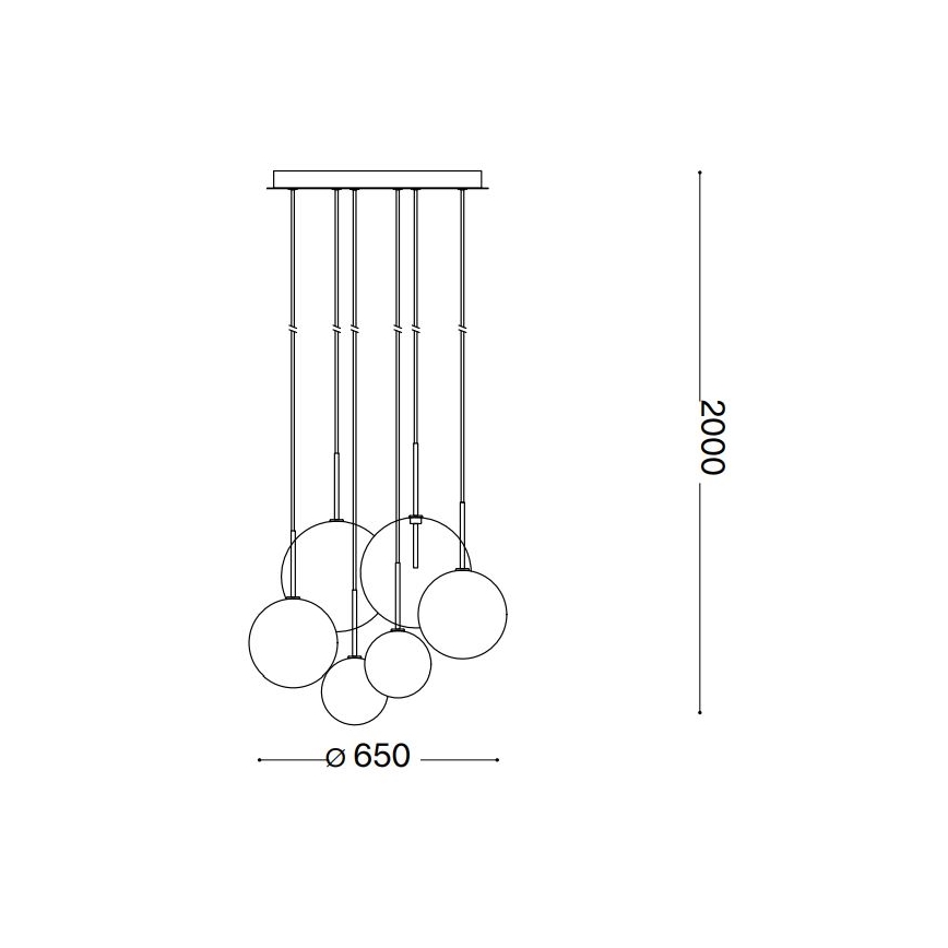 Ideal Lux - LED Chandelier on a string EQUINOXE 6xG4/2W/230V d. 65 cm brass/smoky