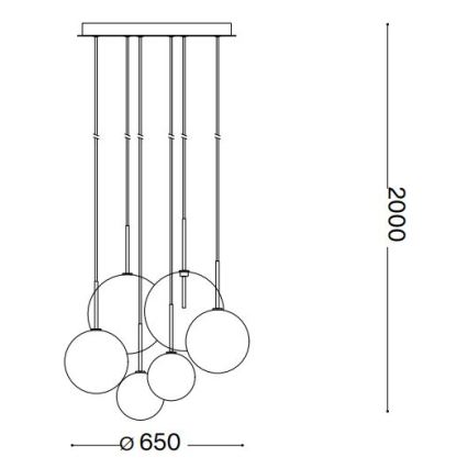 Ideal Lux - LED Chandelier on a string EQUINOXE 6xG4/2W/230V d. 65 cm shiny chrome/smoky