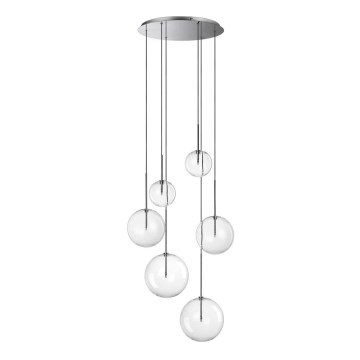 Ideal Lux - LED Chandelier on a string EQUINOXE 6xG4/2W/230V d. 65 cm shiny chrome/clear
