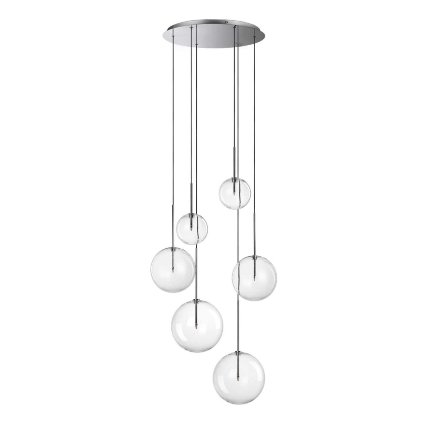 Ideal Lux - LED Chandelier on a string EQUINOXE 6xG4/2W/230V d. 65 cm shiny chrome/clear