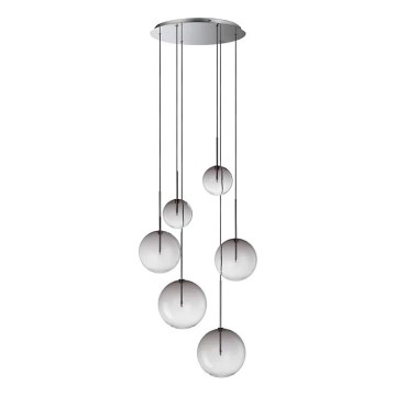 Ideal Lux - LED Chandelier on a string EQUINOXE 6xG4/2W/230V d. 65 cm shiny chrome/smoky