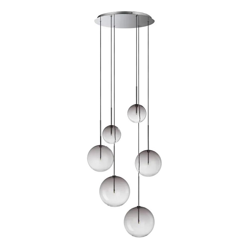 Ideal Lux - LED Chandelier on a string EQUINOXE 6xG4/2W/230V d. 65 cm shiny chrome/smoky
